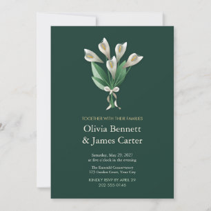 Faire-part de mariage Émeraude Lys calla blanc pei