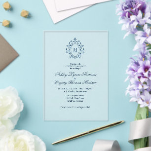 Faire-part de mariage en acrylique à monogramme sa