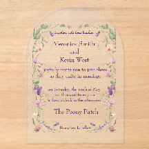 Faire-part de mariage en acrylique à motif floral