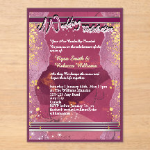 Faire-part de mariage en acrylique marbre violet 