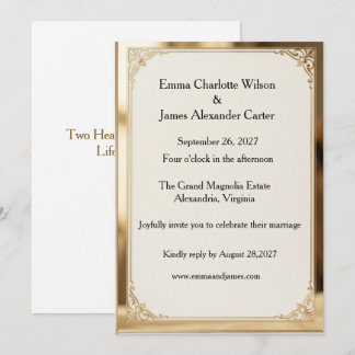Faire-part de mariage en acrylique miroir or luxe