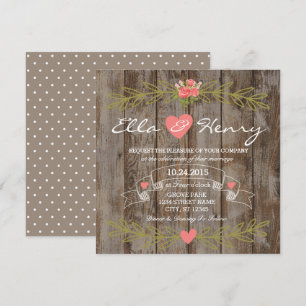 Faire-part de mariage en bois de grange rustique