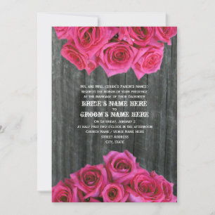 Faire-part de mariage en bois d'écorce et rose cha