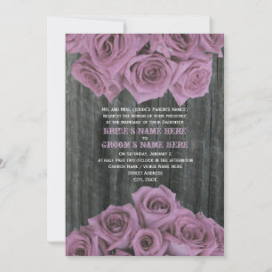 Faire-part de mariage en bois d'écorce et roses
