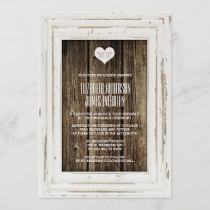 Faire-part de mariage en bois d'écorce rustique bl