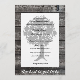 Faire-part de mariage en bois gris de poésie