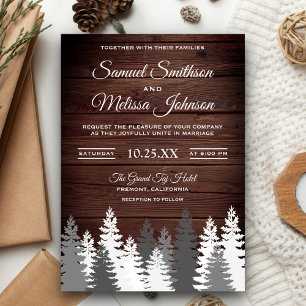 Faire-Part de Mariage en Bois Rustique avec Pins C