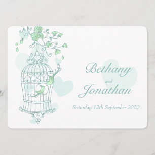 faire-part de mariage en cage ouverte aux oiseaux 