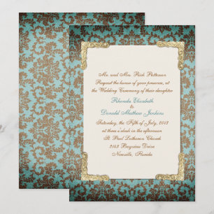 Faire-part de mariage en damas français antique ch
