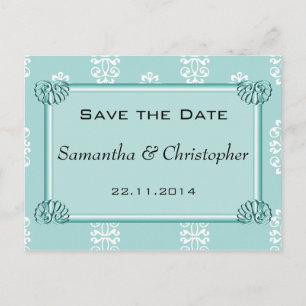 Faire-part de mariage en Damas turquoise