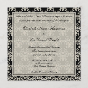 Faire-part de mariage en dentelle damassée vintage
