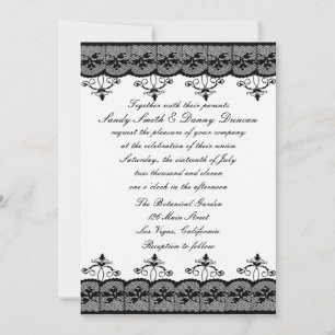 Faire-part de mariage en dentelle noire
