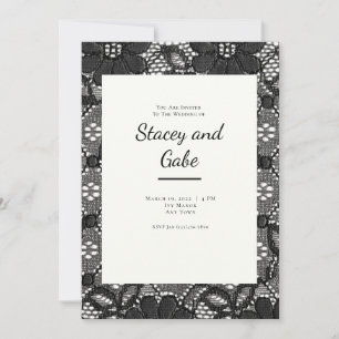 Faire-part de mariage en dentelle noire