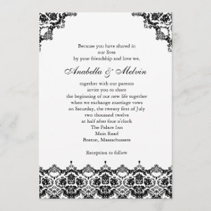 Faire-part de mariage en dentelle noire