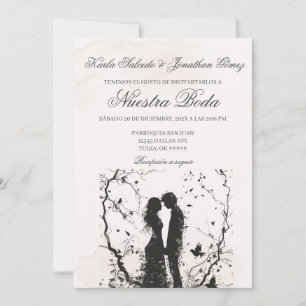 Faire-part de mariage en deux silhouettes en espag
