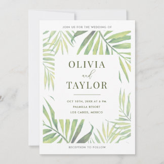 FAIRE-PART DE MARIAGE en feuille de palme d'aquare