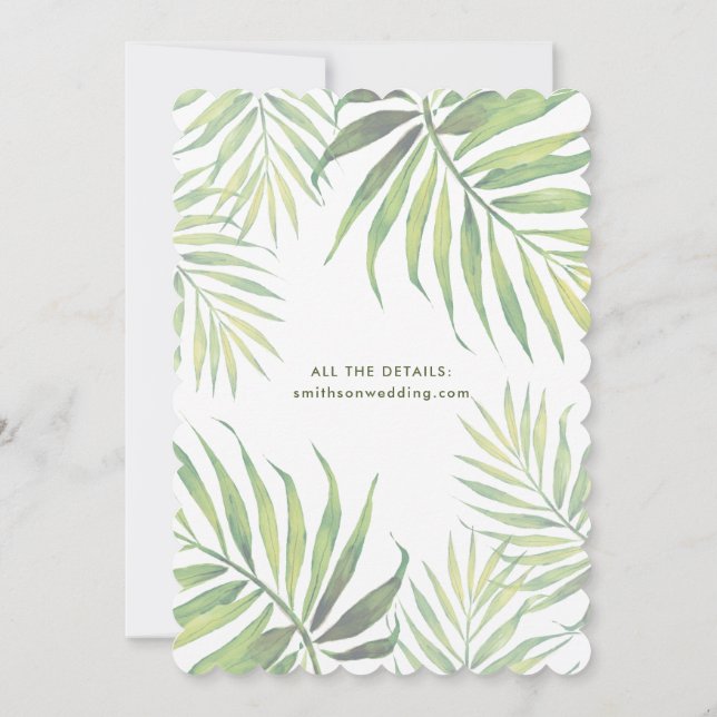 FAIRE-PART DE MARIAGE en feuille de palme d'aquare (Dos)