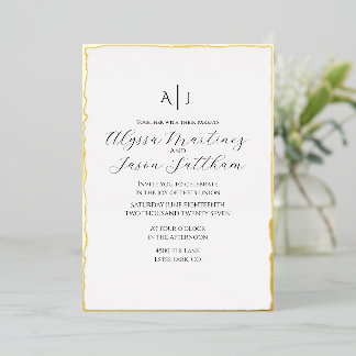 Faire-part de mariage en feuille métallisée à bord