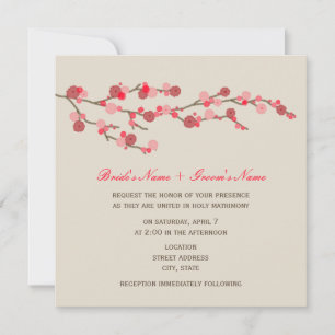 Faire-part de mariage en fleurs de cerisier d'aqua