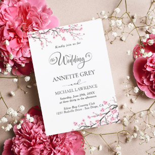 Faire-part de mariage en fleurs de cerisier printe