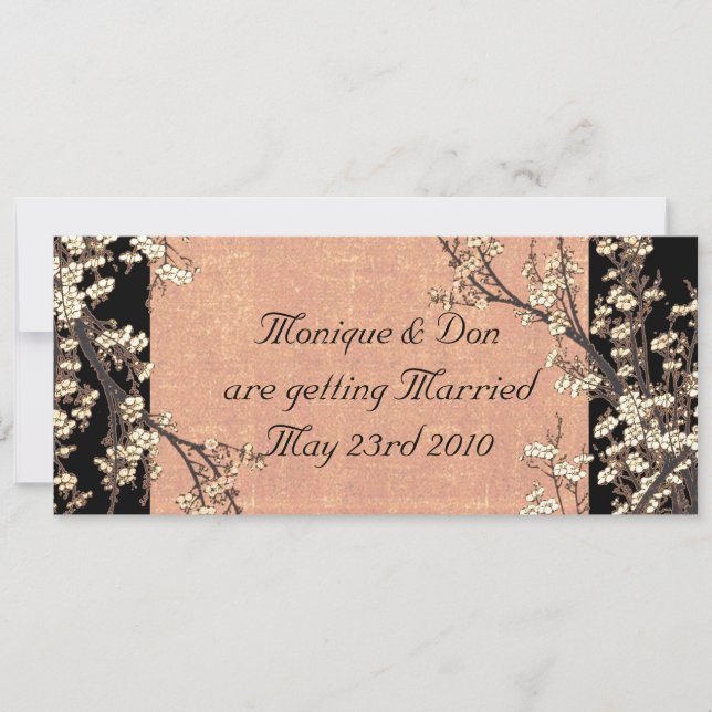 Faire-part de mariage en fleurs de prune (Devant)