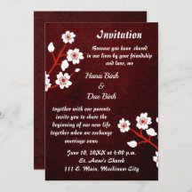 Faire-part de mariage en fleurs japonaise