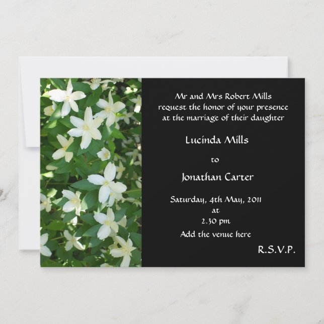 Faire-part de mariage en fleurs orange, blanc sur  (Devant)