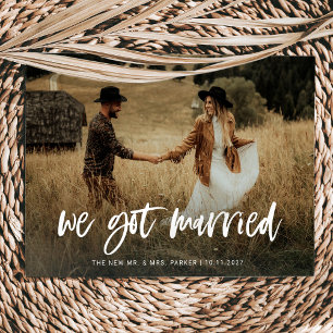 Faire-part de mariage en fuite avec photo et écrit