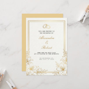 Faire-part de mariage en ligne d'art Lily doré