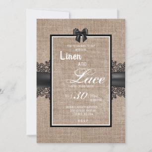 Faire-part de mariage en lin et dentelle