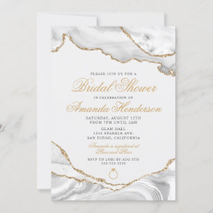 Faire-part de mariage en marbre d'agate blanc et o