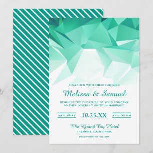 Faire-part de mariage en origami géométrique vert