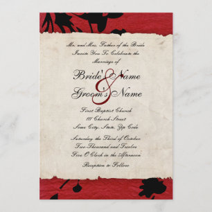 Faire-part de mariage en papier rouge et noir déch