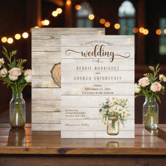 Faire-part de mariage en pot Mason rustique sur bo