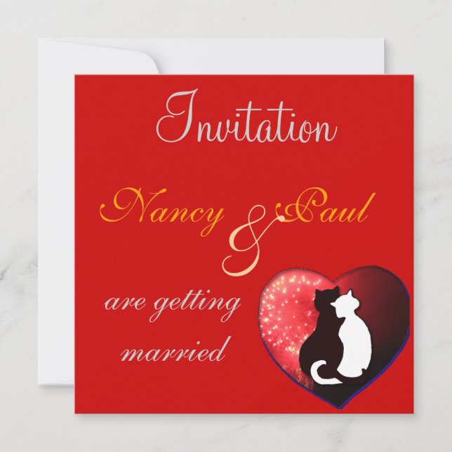 Faire-part de mariage en rouge (Devant)