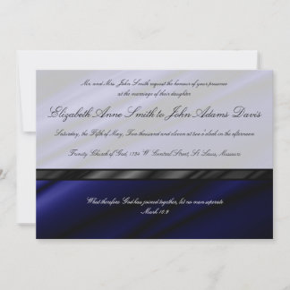 Faire-part de mariage en soie bleu