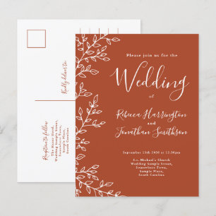 Faire-part de mariage en terre cuite à feuilles mi