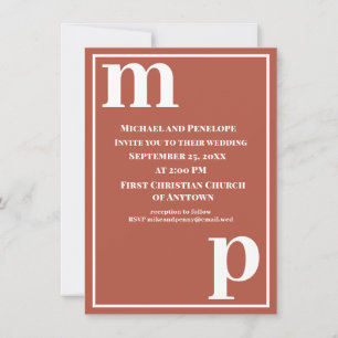 Faire-part de mariage en terre cuite avec monogram