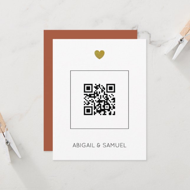 Faire-part de mariage en terre cuite avec QR Code  (Devant/Arrière en situation)