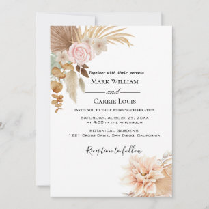 Faire-part de mariage en terre cuite florale bohèm