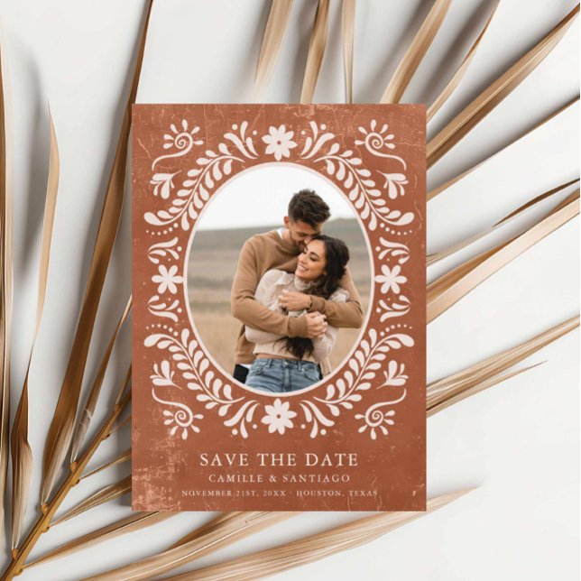 Faire-part de mariage en terre cuite rustique (Rustic Terracotta Save the Date Photo Card)