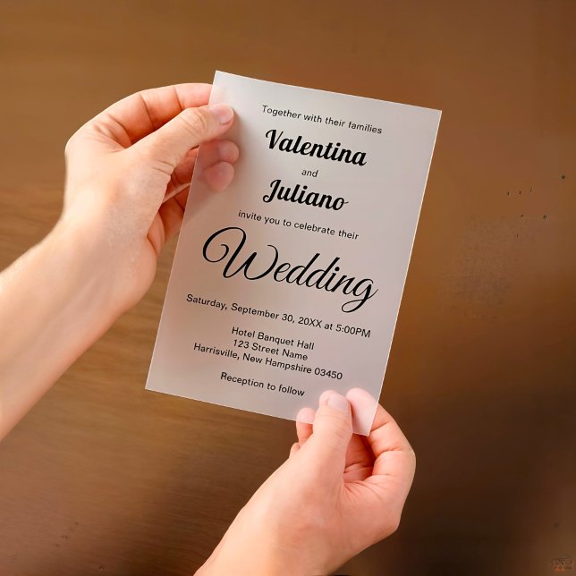 Faire-part de mariage en vélin noir et blanc (Typography style black and white vellum wedding invitation)