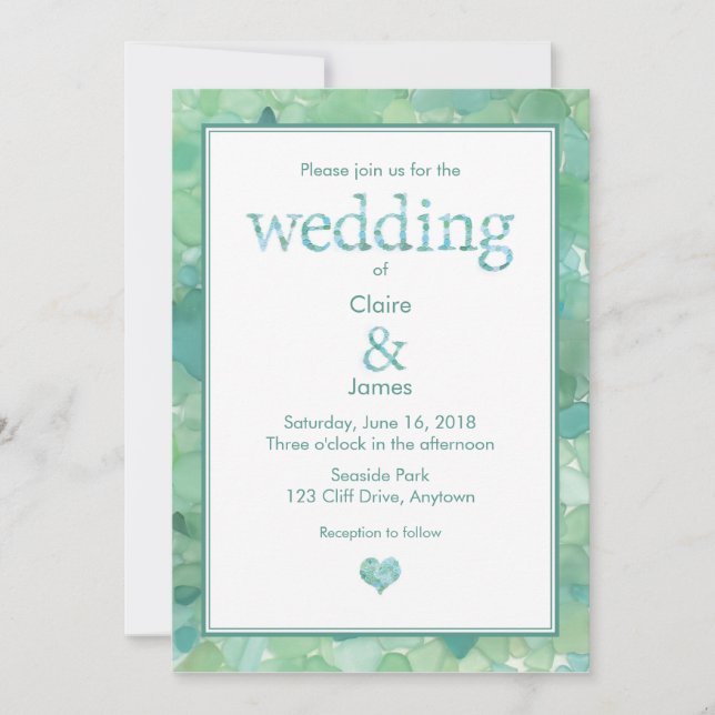 Faire-part de mariage en verre marin (Devant)