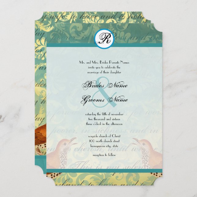 Faire-part de mariage endive de la lagune Lovebird (Devant / Derrière)