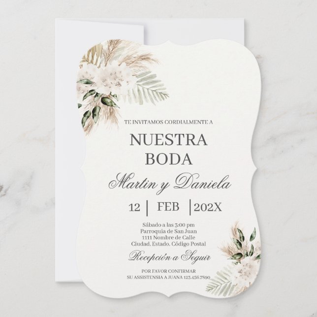 Faire-part de mariage espagnol Boho (Devant)