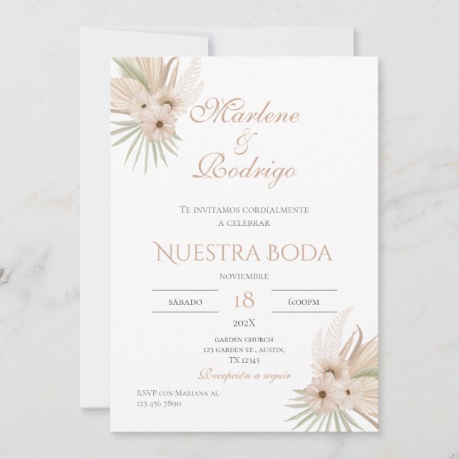Faire-part de mariage espagnol Boho (Devant)