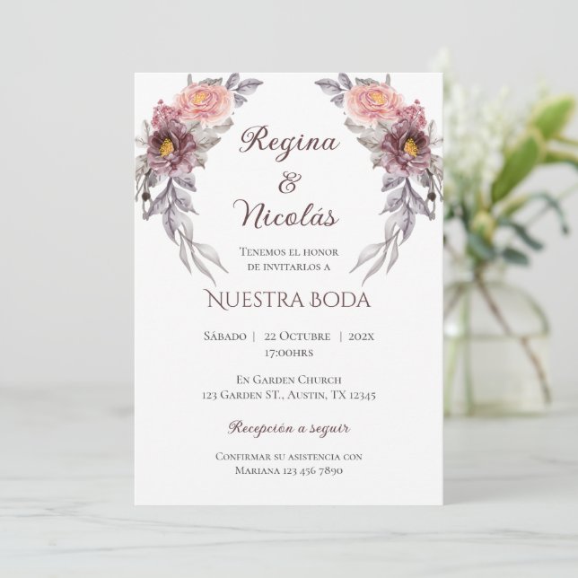 Faire-part de mariage espagnol Boho (Debout devant)