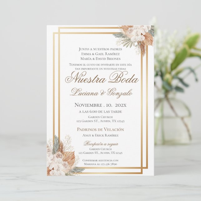 Faire-part de mariage espagnol Boho (Debout devant)