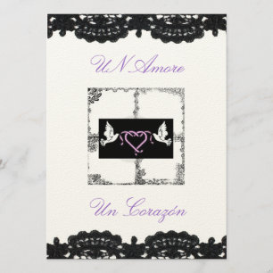 Faire-part de mariage espagnol "Doves et rubans"
