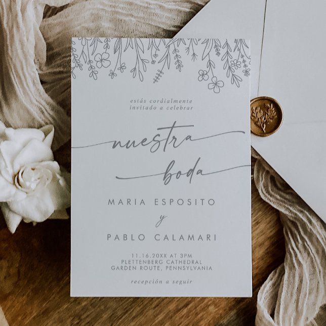 Faire-part de mariage espagnol Fleur sauvage Calli (Créateur téléchargé)